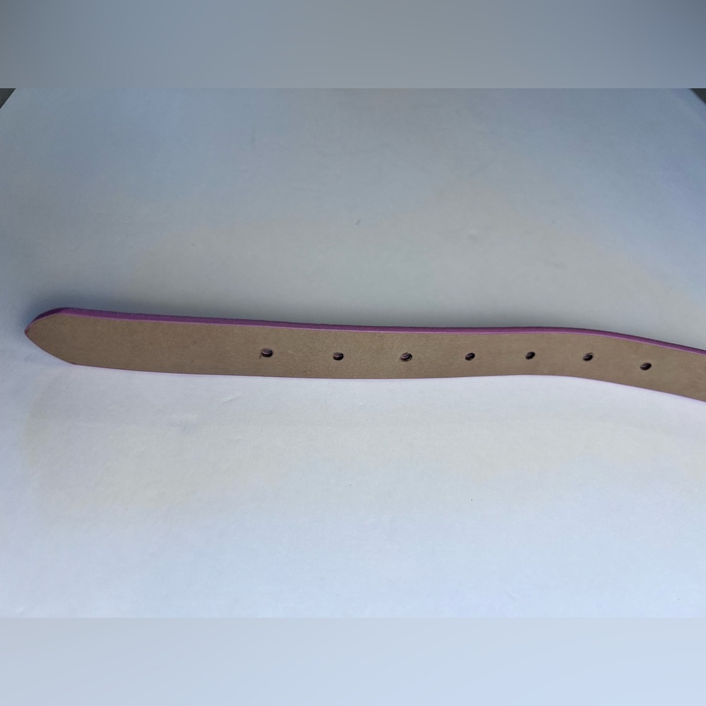 J.Crew Women's Pink Italian Leather Suede Belt Gold tone Buckle Sz Medium NWT - Picture 8 of 13